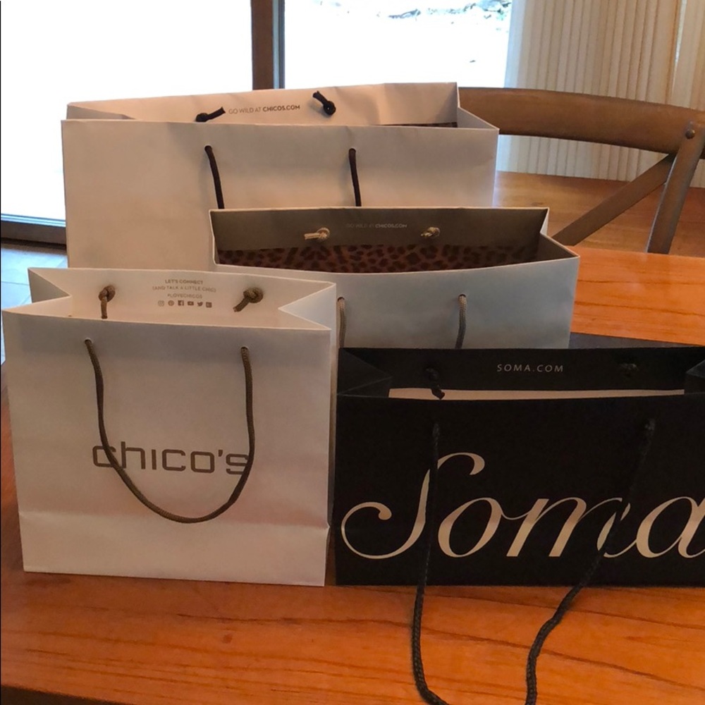 3 Different Sizes Of Chico’s Gift Bags And Soma